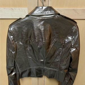 Avec Les Filles copper vegan leather jkt